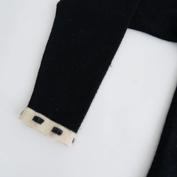 Vintage Basta Black & Cream  Dogs Knit 47% Wool Crewneck Sweater Size Medium - Picture 9 of 12